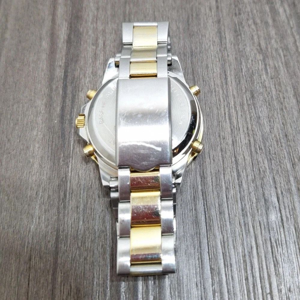 Wrangler Mens Two Tone Ana-Digi Chronograph Watch Silver Gold QA-124 50M